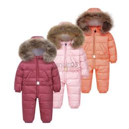 Down Coat -35 degree Russian winter coats Children's Clothing winter overalls for children jumpsuit down + fleece thicken water proof boys HKD230725