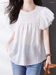 Women's T Shirts Tops Summer Age Reducing Shirt 2023 Wear Wrinkled Loose Slim Relaxed Versatile Sweet Girls' Top Women Clothing