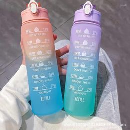 Water Bottles 1000ML Bottle Sports Portable Gradient With Time Marker Leak-proof Cup For Outdoor Fitness BPA Free