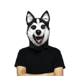 Halloween costume party full latex dog head mask husky mask funny trick animal headgear