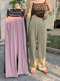 Women's Pants Woman Slouchy Baggy Wide Leg Women Bottoms Girls Fashion High Waist Ice Silk Trousers Female Ladies Loose Clothes