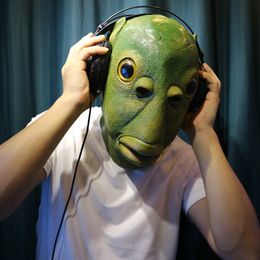 Adult Funny Ugly Green Fish Mask Tricky Webcasting Horror Spoof Supplies Animal Latex Headgear Cosplay Party Halloween Headwear