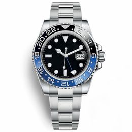 Watches Men Ceramic Bezel Mechanical Blue Black Watch Crown Automatic Sport Self-wind Wristwatches Chrono Chronograph Fashion289N