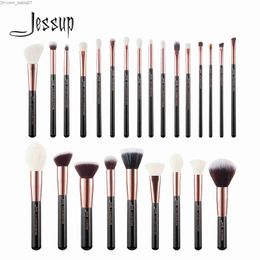 Makeup Brushes Jessup Makeup brush set 6-25 pieces of black/rose gold powder basic eye shadow line highlighter concealer cosmetic set Z230726