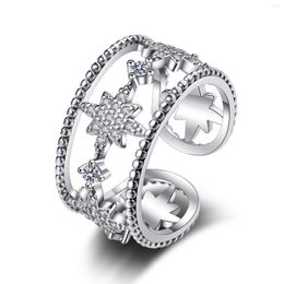 Cluster Rings Z & Versaille Star Shape Ring Multilayer Cubic Zirconia Adjustable Jewellery For Women Girls Wedding Gift