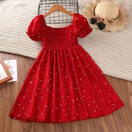 Girl Dresses Girls' Dress Summer 2023 Korean Fashionable Children's Short Sleeve Princess Wear