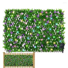 Decorative Flowers 40cm Faux Ivy Fencing Panel With LED Lights Artificial Hedges Expandable Fence Privacy Screen For Outdoor Garden