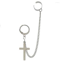 Dangle Earrings Chain Cross Personality For Men Women Hipster Fashion Jewellery Stainless Steel Without Piercing Hoop