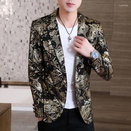 Men's Suits Casual Spring And Autumn & Blazers Korea Youth Small Suit Gold Silvery Slim Fit Jacket Streetwear Top Short Coat