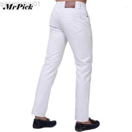 Men's Jeans Men's Jeans Men 2021 Brand Fashion Solid Slim Fit White Blue Black Candy Colours Plus Size Mid Straight Denim Pants F12411 L230725