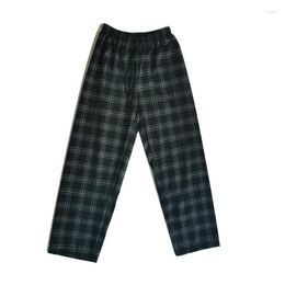 Women's Pants Black White Plaid Long 2023 Women Loose Straight Casual Wide Legs Autumn And Winter Elastic Waist Street Style