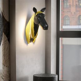 Wall Lamp Modern Horse Head LED Resin Decoration Hanging Luxury Living Room Background Corridor Stairs Bedroom Lights
