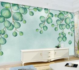 Wallpapers Decorative Wallpaper Modern Fashion Green Small Fresh Leaf Background Wall Painting