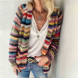 Women's Sweaters Top coat sweater Women Elegant Multicolor Print Wear vests Trui 2021 Retrieve Winter Long Mouwen Tops Ladies Casual Pocket Trunks L230725