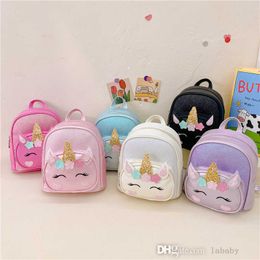 New Kindergarten Kids Backpack Cute Cartoon Children Girls Backpacks PU Leather Outdoor Travel School Bag For Gift 6 Colors