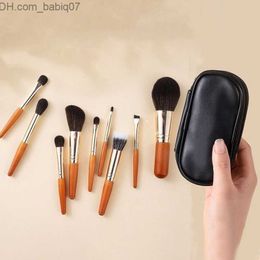 Makeup Brushes Portable 9-piece mini beauty brush short handle powder brush powder blusher brush eye shadow brush animal hair facial makeup tool Z230725