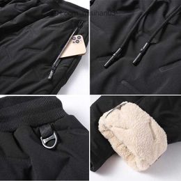 Men's Pants Men's Pants Winter Zip Pockets Thicken Warm Fleece Sweatpants Men Joggers Black Down Cotton Casual Male Waterproof Trousers 7XLMen's Z230726