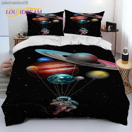Astronaut Space Cartoon Comforter Bedding Set Duvet Cover Bed Set Quilt Cover case King Queen Size Bedding Set for Child L230704