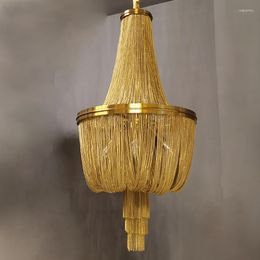 Chandeliers Modern Luxury Chrome Chandelier Yellow Bronze Fringe Aluminum Tassel Lights For Living Room Bedroom Kitchen