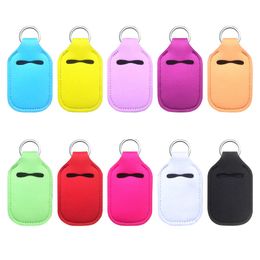 Neoprene Keychain Sanitizer Holder Keychains Solid Colour Outdoor Portable Mini Bottle Cover Key Chain Lipstick Cover