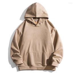 Men's Hoodies Spring Vintage Men Women Suede Sweatshirts Hooded Fashion Korean Streetwear Sports Pullover Coat Clothing Male Female