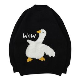 Men's Sweaters Oversize Knitted Duck Sweater Wow Men Harajuku Winter Cartoon Goose Pattern Pullover Male Hip Hop Streetwear Loose Pull Homme 230724