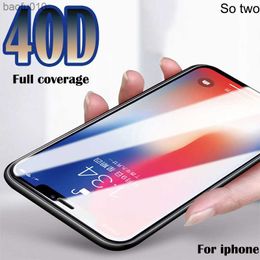 40D Full Cover Protective Glass On The For iPhone X XR XS Max 10 Tempered Screen Protector For 7 8 6S Plus 6 Curved Edge Glass L230619
