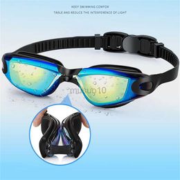 Goggles Professional Adluts Swimming Goggles Electroplate Anti-Fog Swimming Glasses with Earplugs uv Prescription Lens Sile eyewear HKD230725