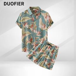 Men's Tracksuits 2 Piece Sets Hawaiian Short Sleeve Shirts Shorts Summer Beach Casual Shirt Set Male Loose Floral Fashion Holiday Suits 230724