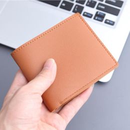 Wallets Men Short PU Leather Wallet Simple Solid Color Thin Male Holder Small Money Purses Business For Women