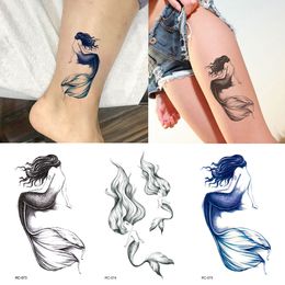 Waterproof Temporary Tattoos Summer Beach Women Arm Leg Clavicle Fashion Sexy Mermaid Tattoo Stickers Wholesale