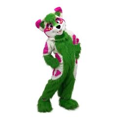 Halloween Green Foxhound Mascot Costume Cartoon Plush Anime theme character Adult Size Christmas Carnival Birthday Party Fancy Outfit