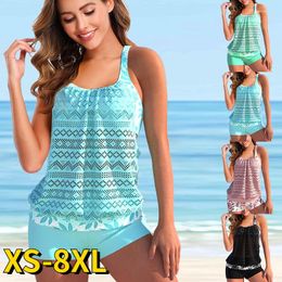 Women's Swimwear 2023 Tankini 2 Piece Large Size Swimsuit Sexy Printing Bikini Big Busts Fruit With Padded Sports Bathing Suits