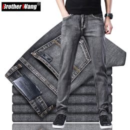 Mens Jeans Classic Style Summer Thin Grey Business Fashion High Quality Stretch Denim Straight Pants Male Brand Trousers 230725