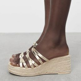 Dress Shoes 2023 Chic Sandal Women's Brand Designer Pumps Wedges High Heeled Platform Espadrilles Summer Slipper Mules Comfy Walking