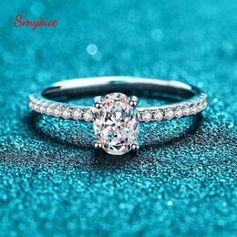 Wedding Rings Smyoue Oval Cut Wedding ring Women's Egg Simulated Diamond Band Rhodium Plated 925 Silver Custom Ring Gift 230724