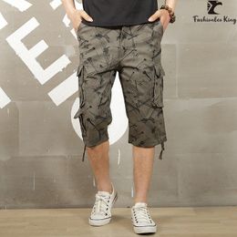 Camouflage Cotton Cargo Shorts for Men Summer Casual Breeches Multi-Pocket Military Style Cargo Short Pants