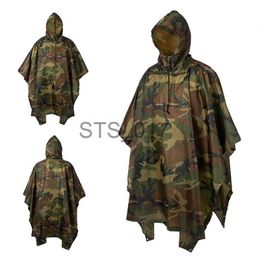 Raincoats Outdoor Military Poncho 210T+PU Army War Tactical Raincoat Hunting Ghillie Suit Birdwatching Umbrella Rain Gear Home accessories x0724