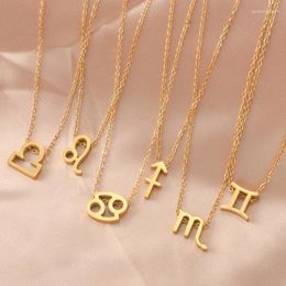 Chains Creative 12 Zodiac Signs Titanium Steel Necklace For Friends Pendant Metal Ins Clavicle Chain Short Fashion Gifts