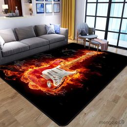 Carpets 3D Flame Drum Carpets for Living Room Kids Room Music Abstract Area Rug Bedroom Bedside Anti-slip Floor Mat Home Decor R230725