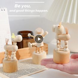 Decorative Objects Figurines Modern Simple Wooden Animal Ornaments Lovely Creative Living Room Bedroom Children Decorations Boho Decor 230724