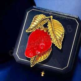 Creative Resin Strawberry Brooches For Women Fashion Fruit Lapel Pins Scarf Buckle Female Coat Badges New Year Gifts