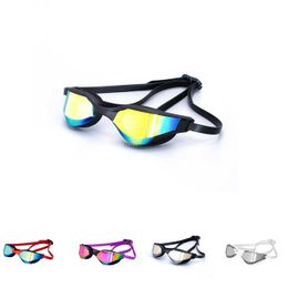Goggles 2022 Professional Adult Swim Goggles Waterproof Fog-proof Racing Goggles Men Women Cool Silver Plated Swimming Equip Wholesale HKD230725