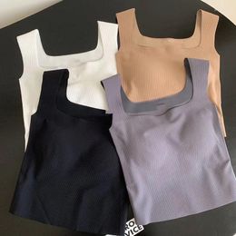 Women's Tanks Ygolonger Beautiful High Quality U-neck Wide Strap Vest With Chest Pad Sexy Sleeveless Tank Top Cotton Suspender Underwear