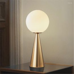 Table Lamps Nordic Postmodern Bedside Led Light Art Cone Golden Glass Bar Cafe Study Fashion Decoration Lamp