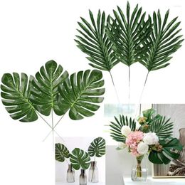 Decorative Flowers 24pcs 2 Kinds Tropical Plant Palm Leaves Artificial Faux Safari Hawaiian Luau Party Suppliers Decor