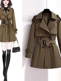 Women s Trench Coat Vintage Elegant Clothes Coat All match Fashion Double Breasted Loose Street Short Jacket Spring Autumn 230725