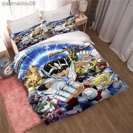 Anime The Knights of The Zodiac Bedding Set King Twin Double Child Bedding Set Microfiber Polyester Duvet Cover Set Home Decor L230704