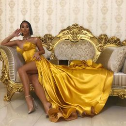 Sexy Side Split Mermaid Satin Prom Dresses 2023 Sweetheart Court Train robe de soiree de mariage Dubai African Vestidos De Festa