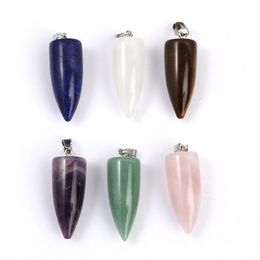 New Water Droplet Cone Bullet Head Pendant Healing Charm Natural Stone Crystal Making Necklace Keychain Accessories
